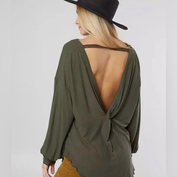 FREE PEOPLE Shimmy Shake  Olive Green Women's Top Size XS - Picture 2 of 6